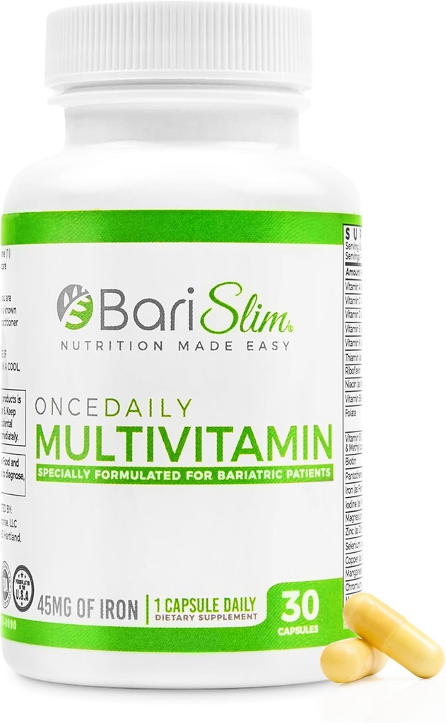 Barislim Once Daily Bariatric Multivitamin Capsule - 45mg Σιδήρου - Βαριατρική Βιταμίνη & Συμπλήρωμα για Μετα-Βαριατρική Χειρουργική Συμπεριλαμβανομένου Γαστρικού Bypass & Gastric Sleeve 