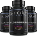 (3 Pack) Έξυπνες κάψουλες Elderberry + Βιταμίνη C + Ginger & Zinc, συμπλήρωμα βοτάνων, ισχυρό εκχύλισμα μαύρου larder Berry Αντιοξειδωτική βιταμίνη, 180 χάπια Vegan