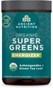 Ancient Nutrition Organic SuperGreens Energizer Powder with Probiotics and B12, Made from Real Fruits, Λαχανικά και Βότανα, for Digestive, Detoxification and Energy Support, 25 Servings