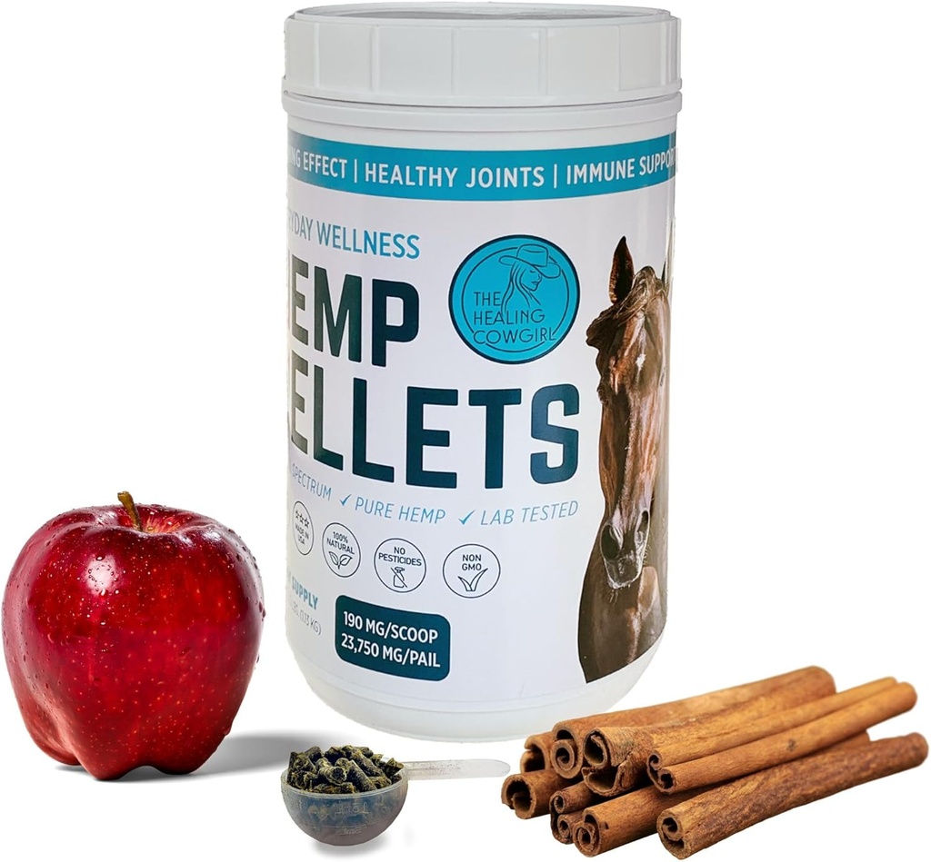 Everyday Wellness Hemp Pellets for Horses (2,5 lbs) w/Apple Cinnamon Flavor - Calming - Healthy Joints & Mobility - Αλλεργίες - Φροντίδα Ιπποειδών - 62 Day Supply (Δυο φορές/Ημέρα)