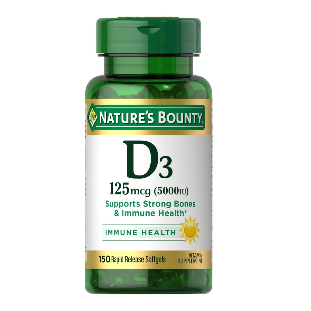 Vitamin D3 5000 IU Softgels, ταχεία απελευθέρωση, ανοσοποιητική υποστήριξη, συμπληρώματα βιταμίνης D, 150 Ct