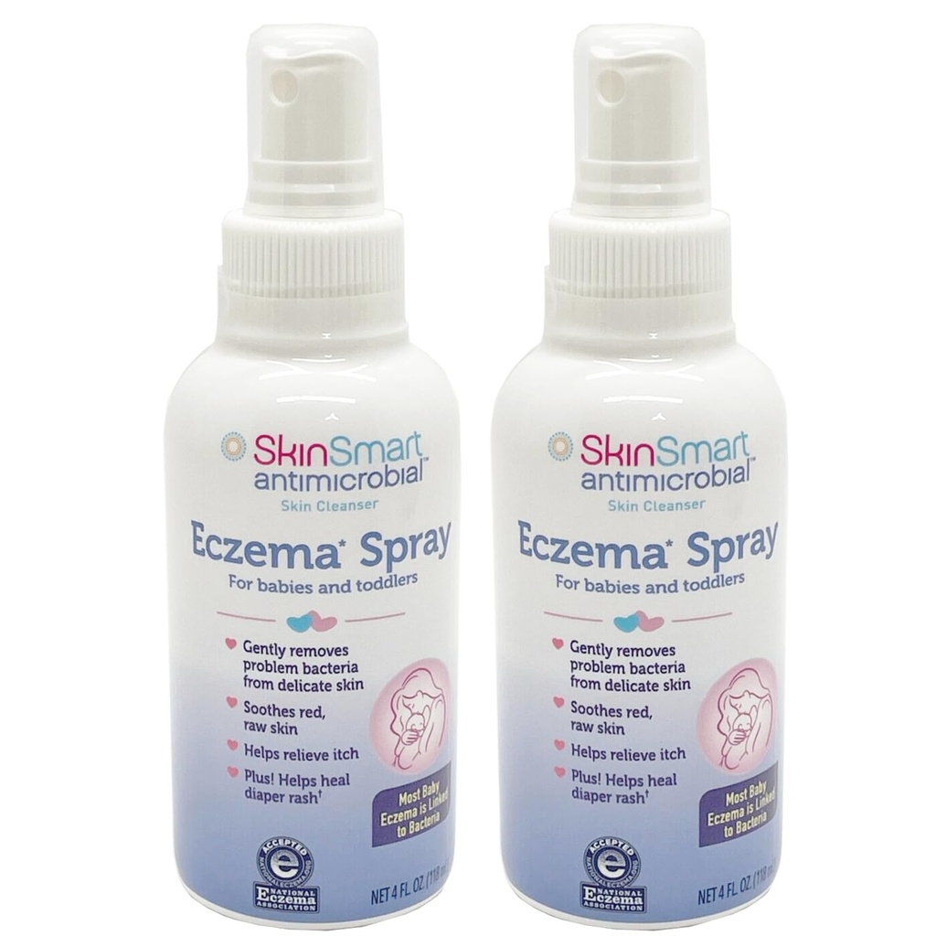 SkinSmart Eczema Spray για μωρά και Toddlers, Αφαιρεί τα βακτήρια έτσι ώστε το δέρμα μπορεί να θεραπεύσει, 4 spray ουγγιάς (πακέτο των 2) Ασφαλής για Λεπτό και Ακατέργαστο Δέρμα