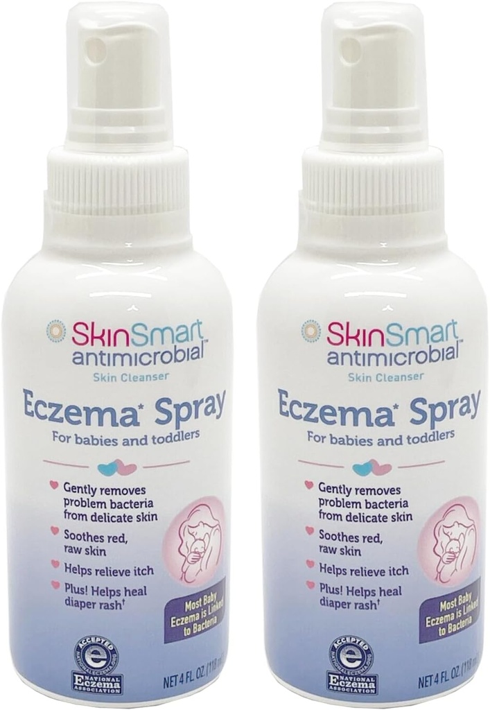 SkinSmart Eczema Spray for Babies and Toddlers, Removes Bacteria so Skin Can Heal, 4 Ounce Spray (Pack of 2) Safe for Delicate and Raw Skin