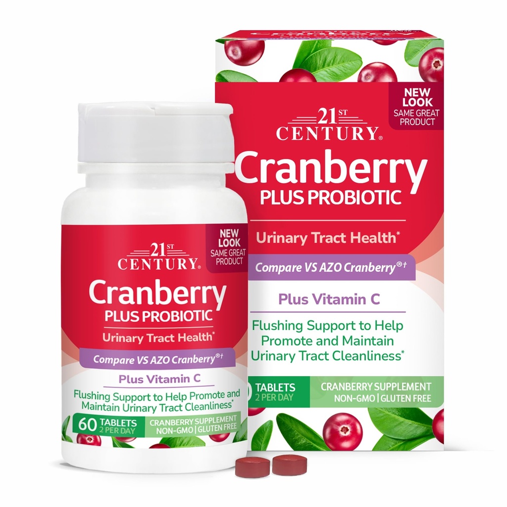 21ος αιώνας Cranberry Plus Probiotic δισκία, 60 κόμης