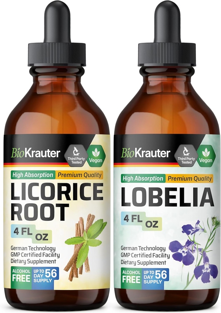 BIO KRAUTER Λικορίς Ρίζα Βάμμα 4 Fl. Oz. & Lobelia Βάμμα 4 Fl. Oz.