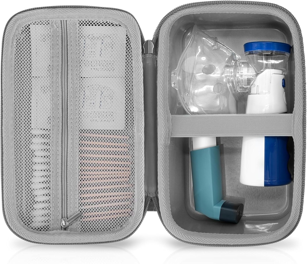 Asthma Inhaler Υπόθεση Φορητός Νεφελοποιητής και Spacer Αποθήκευση για παιδιά και ενήλικες - Travel Carrying Case for Masks, Inhaler Holder (GREY)