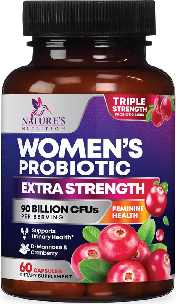 Probiotics for Women Digestive Health Support - 90 Billion CFU Γυναικεία Προβιοτικά, 16 Strains, Cranberry, Κολπικό Προβιοτικό με Πρεβιοτικά, PH, Ανοσοποιητικό, Ούρων, & Γυναικεία Υποστήριξη Υγείας, 60 Κάψουλες
