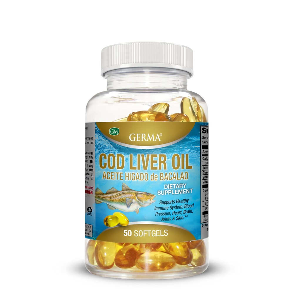 Aceite De Higado De Bacalao Κάψουλες 100 του καθαρού νορβηγικού λιπαντικού γάδου GERMA
