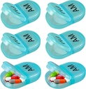 6 Pack Pill Organizer Pocket Μικρή θήκη κάτοχος Am Pm Pill υπόθεση Φορητή δύο διαμέρισμα γύρο ταξίδι 2 φορές την ημέρα για βιταμίνη συμπλήρωμα φαρμακευτικής αγωγής (πράσινο)