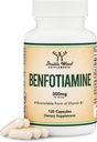 Benfotiamine 300mg σερβιρίσματος (Τρίτο μέρος δοκιμαστεί, 120 κάψουλες, 150mg ανά καψάκιο) Μη-GMO, για την ενίσχυση της θειαμίνης Β1 επίπεδα (Περισσότερο απορροφήσιμο από θειαμίνη, λίπος διαλυτή) από διπλό ξύλο