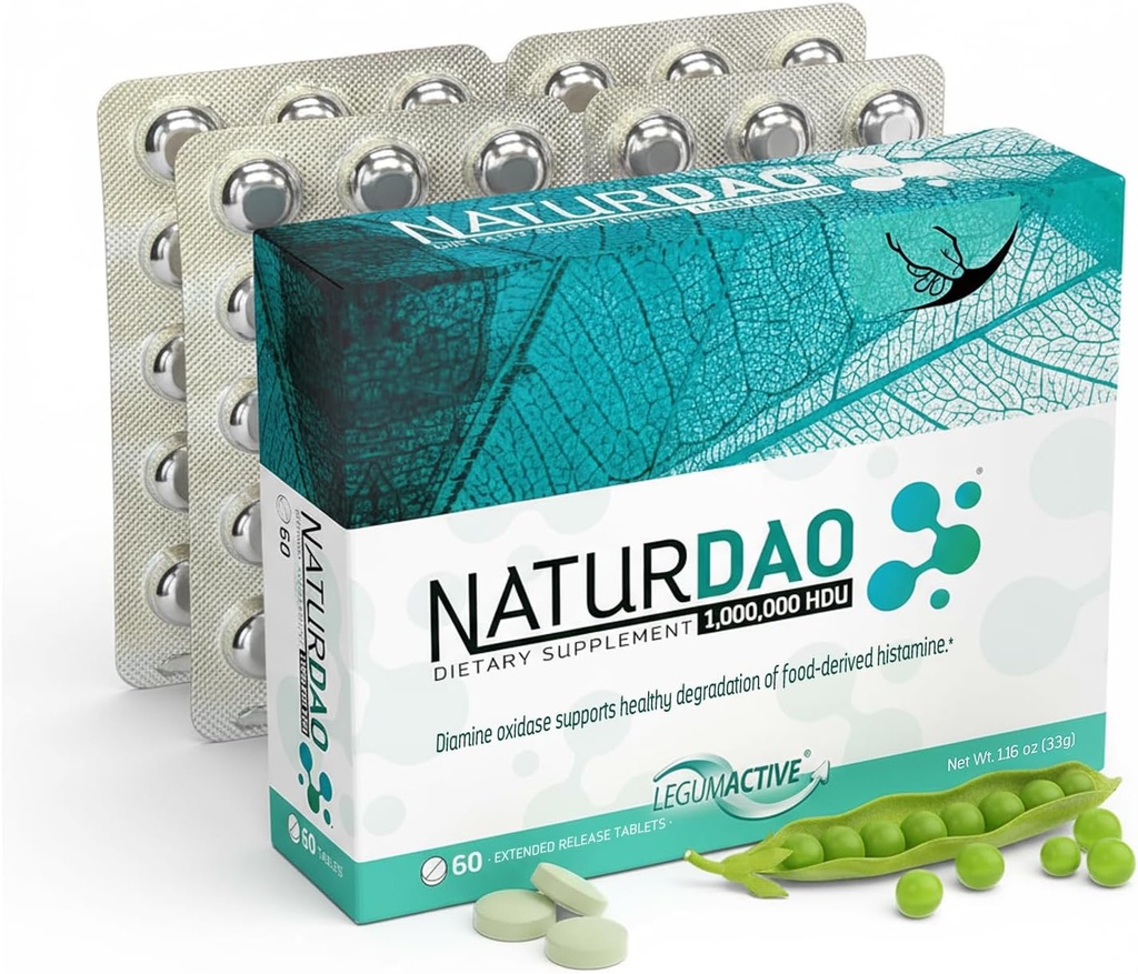 NATURDAOCOM LEGUMACTIVE NATURDAO® DAO Enzyme 1,000,000 HDU per Tablet - DAO Enzyme Supplement - Histamine Block - Diamine Oxidase - Food Intolerance - 60 Extended Release Tablets