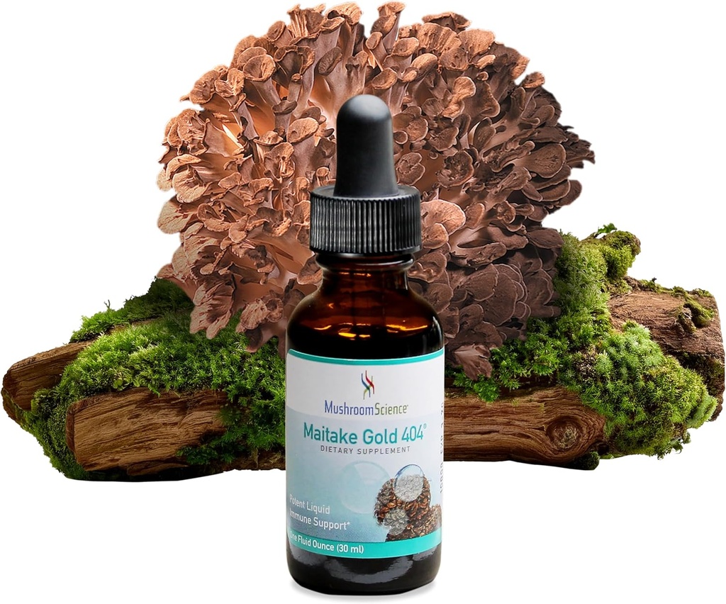 MushroomScience MaitakeGold 404 Mushroom Supplement, Liquid Extract, Health Defense Support, Natural Dietary Supplement for Adults, Hot Water Extracted Mushrooms, Vegetarian, 1 Oz, 180 Servings