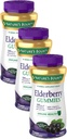Nature's Bounty Elderberry Gummies, Συμπλήρωμα διατροφής, Υποστηρίζει την Ανοσολογική Υγεία, Περιέχει Βιταμίνη Α, C, D, E και Ψευδάργυρο, 100 mg, 70 Gummies (Pack of 3)