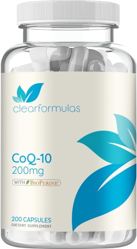 CoQ10 200mg με BioPerine - Ενισχυμένο συνένζυμο απορρόφησης Q10 200mg ισχυρό αντιοξειδωτικό για την καρδιακή ενέργεια και τη γήρανση Υποστήριξη - Υψηλή σταθερότητα CoQ10 Ubiquinone Caps - Made in a cGMP US Lab (200 Services)