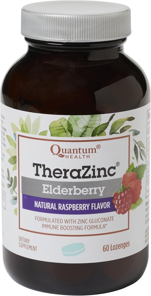 Κβαντικό Θήρας ΥγείαςZinc Lozenges Elderberry, Made with Zinc Gluconate for Immune Support, 60 Count