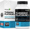 Renew Actives Turmeric Platinum 1350MG per 3 Capsules with Black Pepper & Ginger – Antioxidant, Liver & Digestive Support – Reduces Inflammation & Boosts Immunity – Made in Canada – 120 Capsules