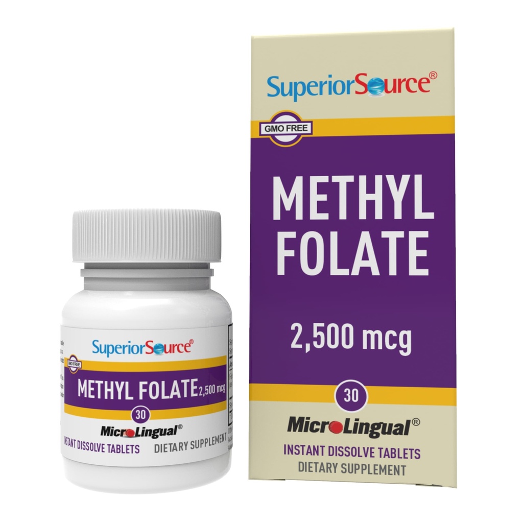 Superior Source methyl folate 2.500 mcg - Folate Supplement for Women & Men - μεθυλιωμένο Folate Supplement Υποστηρίζει Υγιές Νευρικό Σύστημα & Ερυθρά αιμοσφαίρια - 30 Υπογλώσσια Δισκία Διάλυσης