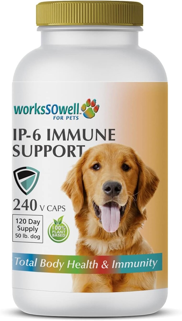 1-TDC WorksSoWell IP-6 Immune Support for Dogs – 240 V-Caps – Helps Promote Healthy Bones, Teeth, Kidney, Liver Functions and Cardiovascular Health – Total Body Health and Immunity