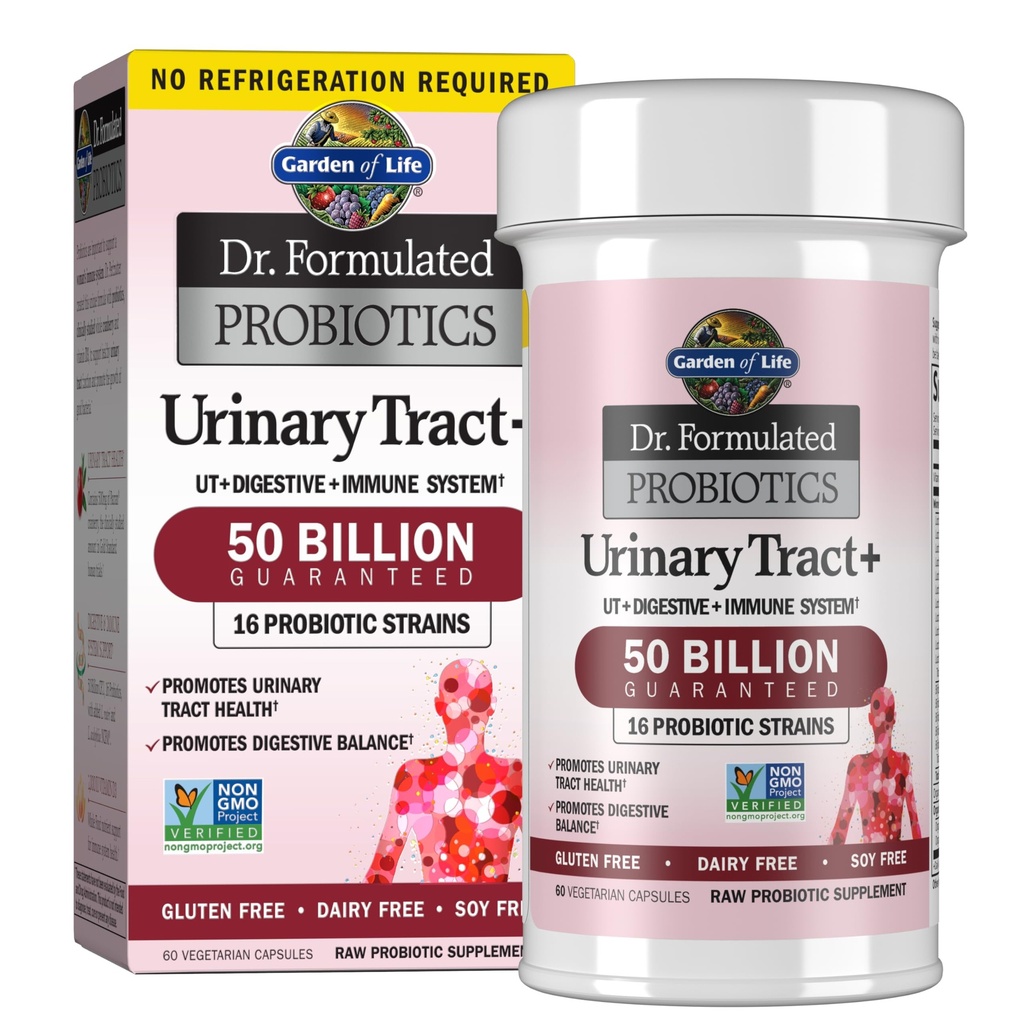 Κήπος Ζωής Dr. Formulated Probiotics Urinary Tract+ - Acidophilus Probiotic Supports Urinary Tract Health, Digestive Balance – Ράφι Σταθερό - Γλουτένη, Γαλακτοκομικά, και Χωρίς Σόγια - 60 κάψουλες χορτοφάγων