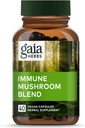 Gaia Herbs Immune Mushroom Blend - Συμπλήρωμα Μανιταριών Ανοσοποιητικής Υποστήριξης για την Υγεία του Έτους-Round* - με Reishi, Cordyceps, Turkey Tail, Shiitake, και Chaga Mushrooms - 40 Κάψουλες Vegan (40-Day Supply)