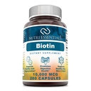 Biotin 10.000 Mcg 200 Κάψουλες (Non-GMO)- Υποστηρίζει υγιή μαλλιά, δέρμα & νύχια - Προάγει την αναγέννηση κυττάρων και την παραγωγή ενέργειας*