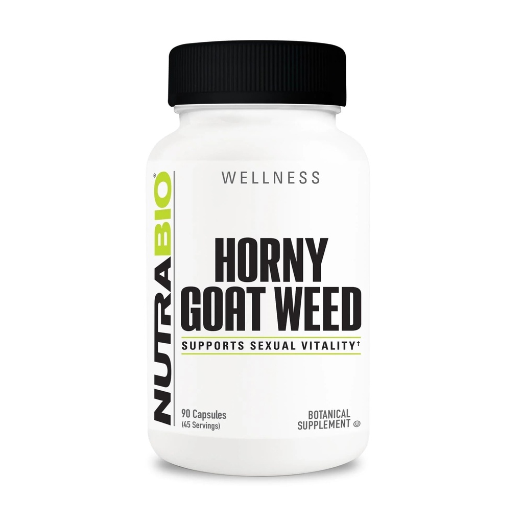 NutraBio Horny Goat Weed Extract Supplement, 500mg, 90 Capsules