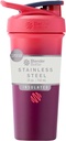 BlenderBottle Sport Sleek Insulated Stainless Steel Shaker Bottle with Wire Whisk, 25-Ounce, Sangria Ombre – Protein Shakes & Hydration for Athletes & Fitness Enthusiasts, Easy Mixing, Slim Easy to Hold, Keeps Drinks Cold, Lockable Lid