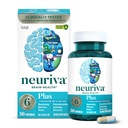 NEURIVA Plus Συμπλήρωμα εγκεφάλου για μνήμη, εστίαση & συγκέντρωση + Γνωστική λειτουργία με κλινικά ελεγχόμενη Nootropics Phosphatidylserine και νευροπαράγοντας, Βιταμίνες B6 & B12, 30 Κάψουλες κόμη