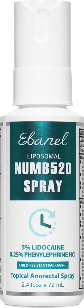 Ebanel 5% Lidocaine Spray Pain Relief Numb520 Burn Itch Relief Numbing Spray for Skin, Topical Anesthetic Postpartum Hemorrhoid Θεραπεία με φαινυλεφρίνη για τοπικές και ανορθολογικές χρήσεις