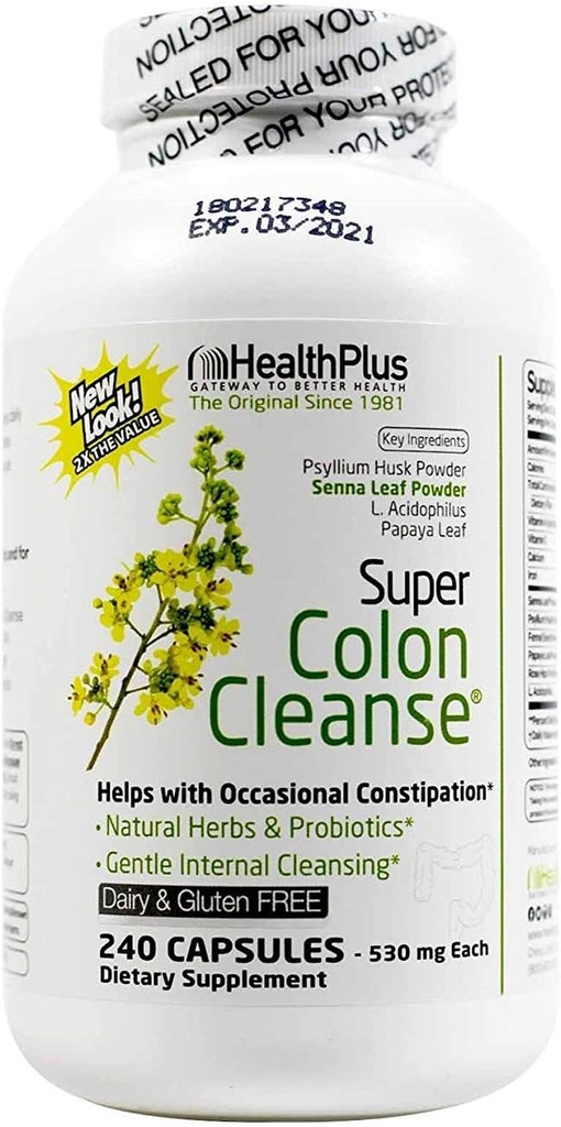 Health Plus Super Colon Cleanse, Capsules Laxative, 240-Count