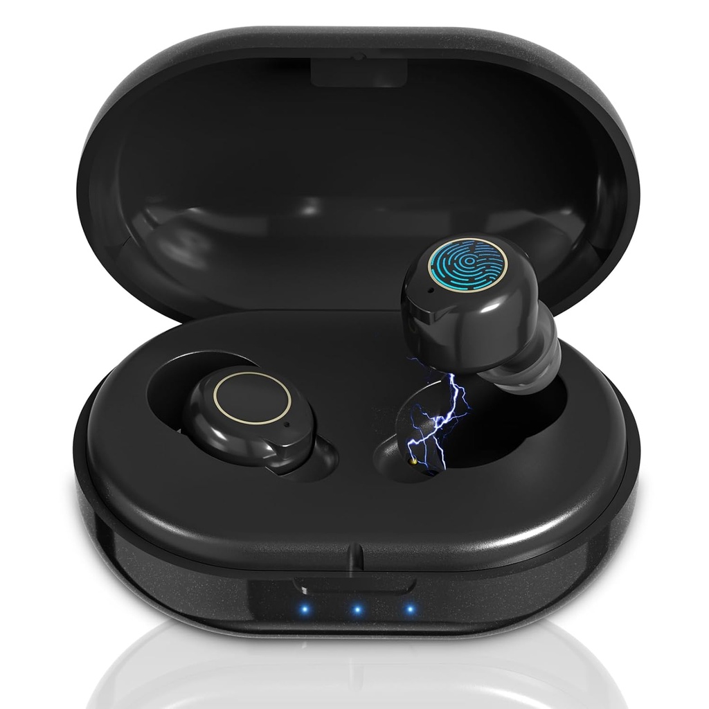 Βοηθήματα ακοής για ηλικιωμένους Απώλεια ακοής, επαναφορτιζόμενο ακουστικό με την ακύρωση θορύβου, ενισχυτής ακοής Βοηθήματα ακοής με Oval υπόθεση φόρτισης, μαύρο