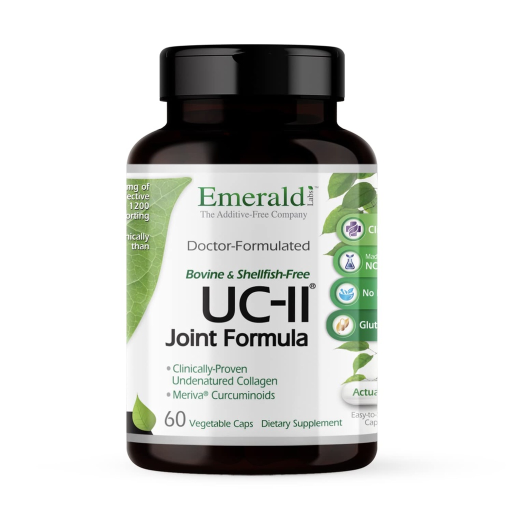 EMERALD LABS UC-II Joint Formula - Κατασκευασμένη με μη μετουσιωμένο κολλαγόνο τύπου ΙΙ, βιοπερίνη, κουρκουμινοειδή & Περισσότερα για την υγεία των μυών και την κοινή κινητικότητα & υποστήριξη ευελιξίας - 60 κάψουλες λαχανικών