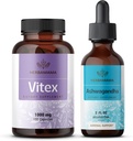 HERBAMAMA Vitex και Ashwagandha Kit - Bundle των 1000 mg Vitex Κάψουλες Chasteberry & Ashwagandha Υγρές σταγόνες 2 fl oz - Vegan, μη GMO, Ζάχαρη & Αλκοόλ- Δωρεάν - 2 Pack