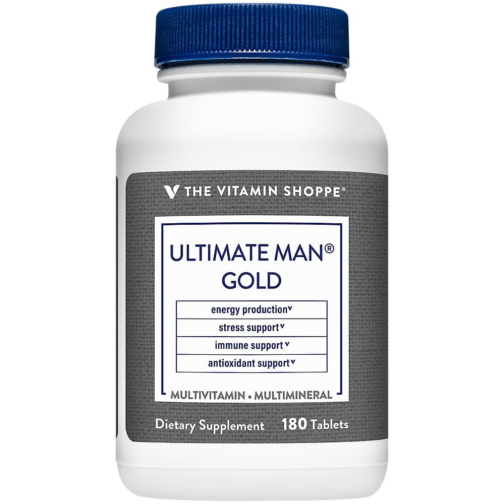 Η Βιταμίνη Shoppe Ultimate Man Multivitamin - Υψηλής ισχύος ενέργεια & αντιοξειδωτικό μείγμα - Πλήρης καθημερινή Multi-ελάχιστο συμπλήρωμα για την υγεία των ανδρών - Γλουτένη & χωρίς γαλακτοκομικά (180 δισκία)