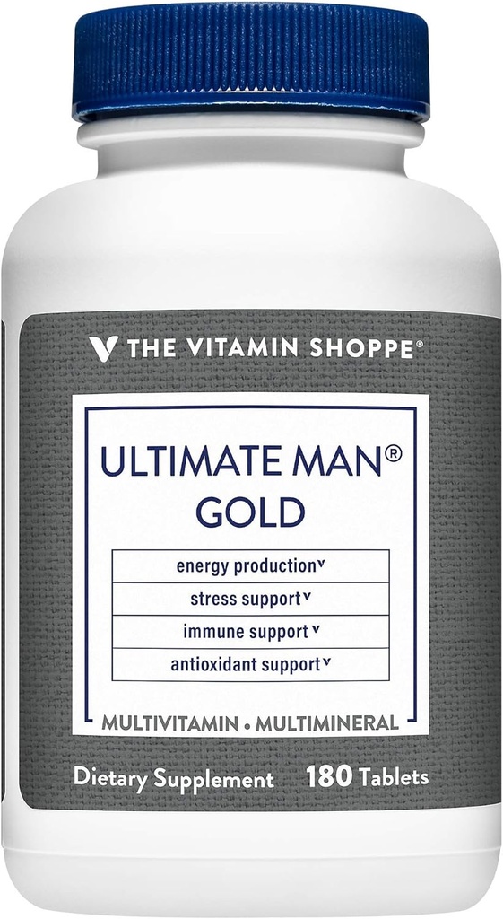 Η Βιταμίνη Shoppe Ultimate Man Multivitamin - Υψηλής ισχύος ενέργεια & αντιοξειδωτικό μείγμα - Πλήρης καθημερινή Multi-ελάχιστο συμπλήρωμα για την υγεία των ανδρών - Γλουτένη & χωρίς γαλακτοκομικά (180 δισκία)