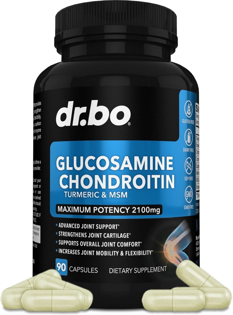 Glucosamine Chondroitin MSM Turmeric - Joints Health Supplement 2100mg Knee Bone & Joints - Joint support Supplement Χάπια Advanced Glucosamine Sulfate Capsules Joint Supplements for Men Γυναίκες Ενήλικες