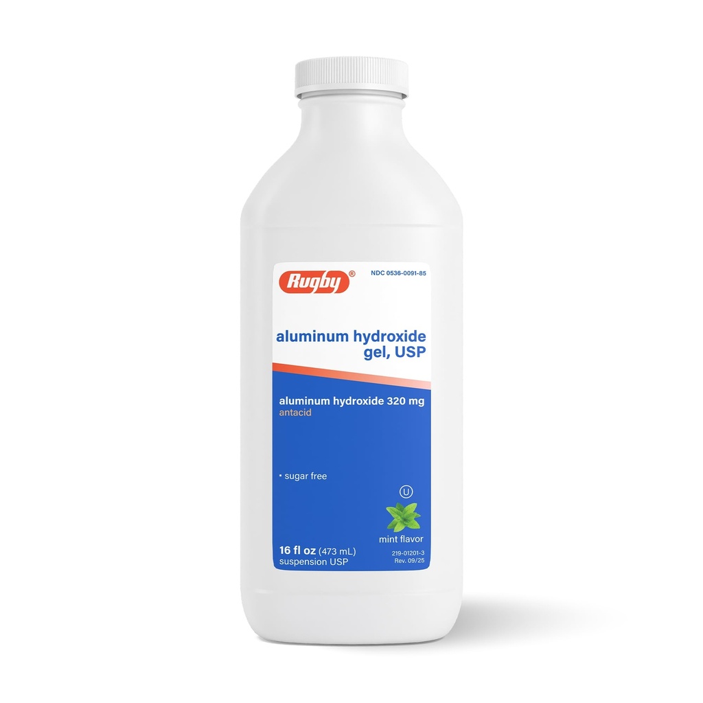 Ράγκμπι 320 mg υδροξίδιο αργιλίου Gel, USP - Υγρό αντιόξινο - Αναστατωμένο στομάχι, δυσπεψία οξέος, και ανακούφιση από εγκαύματα - Χωρίς ζάχαρη - μέντα Γεύση - 16 Fl. Oz. (1 Συσκευασία)