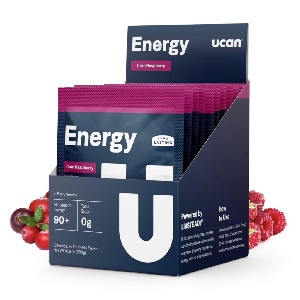 UCAN Energy Powder, Cran-Raz, Keto, Sugar-free Προ & Post προπόνηση για άνδρες & γυναίκες, μη-GMO, Vegan, Gluten-free, Μεγάλη για Runners, Gym-Goers και Αθλητές υψηλής απόδοσης (12 εξυπηρετούν, 25g)