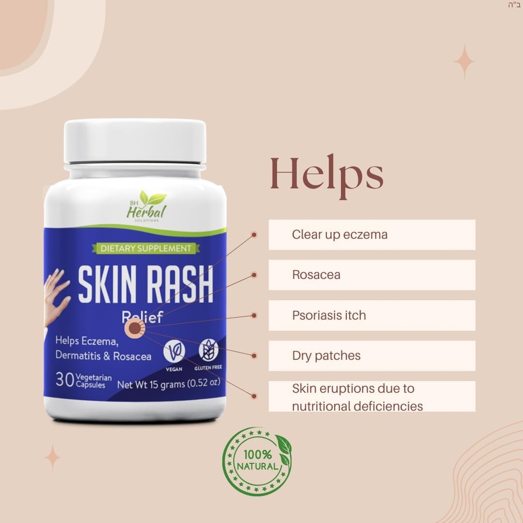 Natural Skin Relief – Φυτικό συμπλήρωμα για την καταπραϋντική φαγούρα, ξηρό και ερεθισμένο δέρμα – 100% Φυτικές, χορτοφαγικές κάψουλες