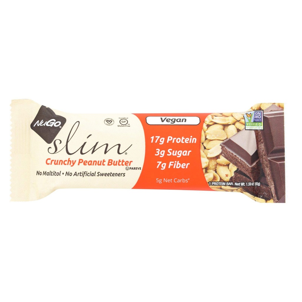 NuGo Nutrition Bar - Slim - Crunchy Φυστικοβούτυρο - 1,59 Oz Bars - Υπόθεση των 12