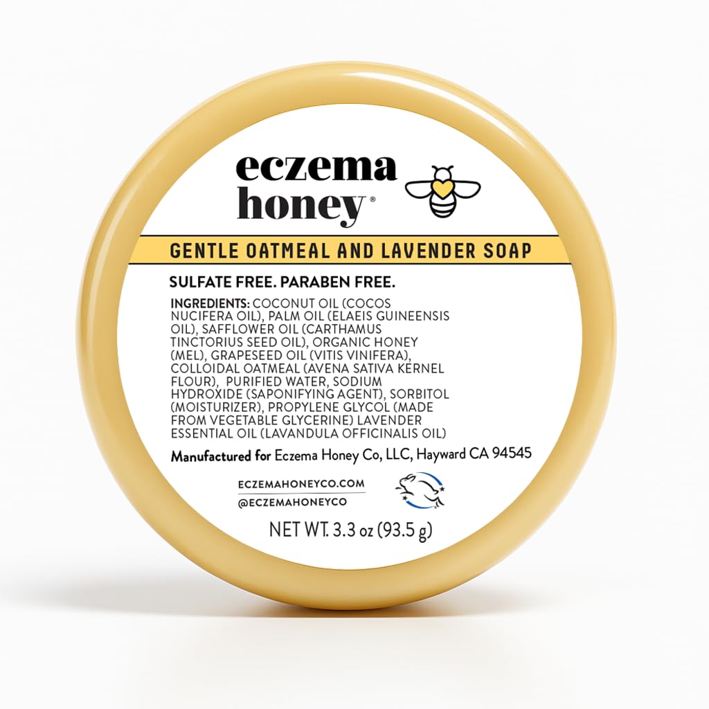 ECZEMA HONEY Gentle Oatmeal and Lavender Soap - Φυσικό έκζεμα Πλύσιμο σώματος - Καθημερινή Απλό σαπούνι για ξηρό, φαγούρα, ευαίσθητο, & ευερέθιστο δέρμα (3.3 Oz)