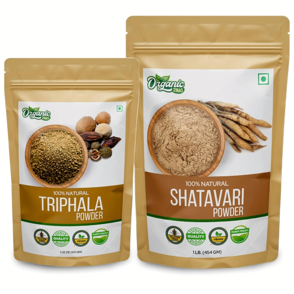 ORGANIC ZING Shatavari - 454g & Triphala Σκόνη- 100g