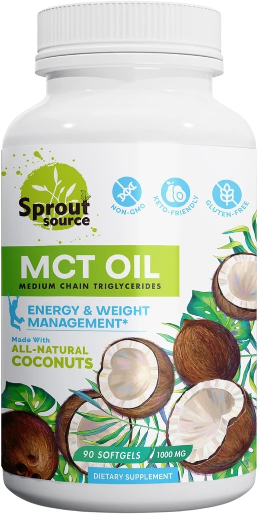 Keto MCT Oil Softgels 1000mg: 90-Day Supply, Premium C8 & C10 Blend για διαρκή διαχείριση ενέργειας και βάρους, Κατασκευασμένο από φυσικό λάδι καρύδας, μη-GMO, χωρίς γλουτένη 90 softgels