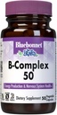 Bluebonnet Nutrition B Complex 50 κάψουλες λαχανικών, Πλήρης πλήρες φάσμα, βιταμίνη Β6, Β12, Βιοτίνη, Folate, Vegan, χορτοφάγος, Χωρίς γλουτένη, Χωρίς σόγια, Χωρίς γάλα, Kosher, 50 κάψουλες λαχανικών