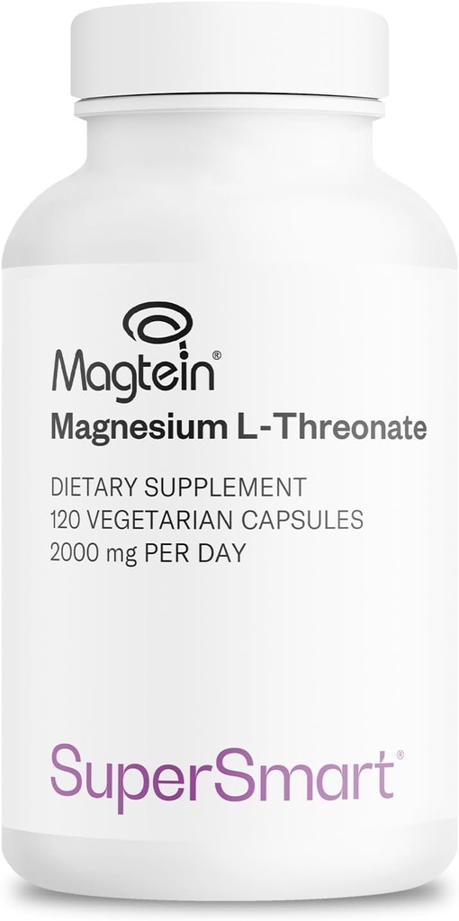 Supersmart - Μαγνήσιο L-Θρεονικό 2000mg ανά ημέρα (Magtein) - Πατενταρισμένο & εξαιρετικά βιοδιαθέσιμο Θρεονικό μαγνήσιο - Μνήμη, Εγκεφαλική Υγεία & Προσοχή 