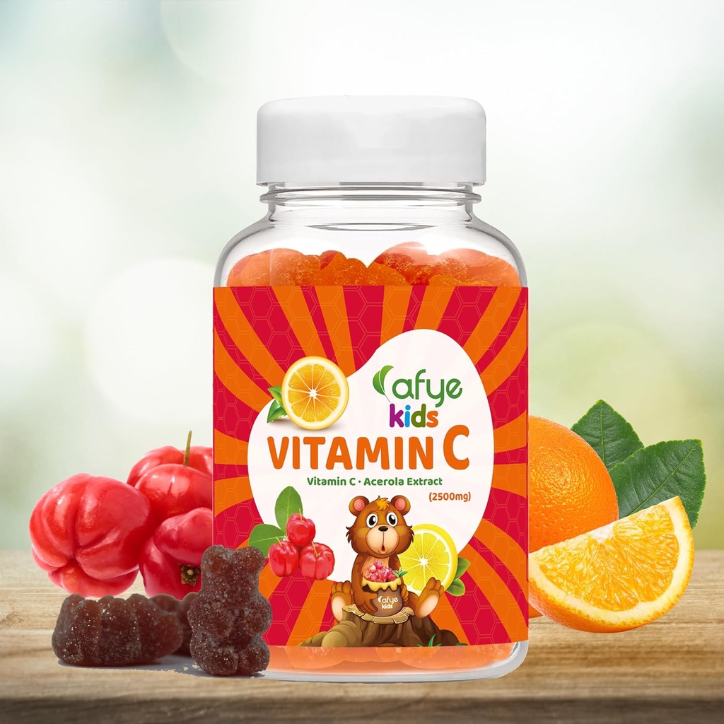 Kids Vitamin C - Immune System Booster Gummies with Bear Shaped - Immune System Support Vitamins Supplement for Adults & Kids - Vitamin C & Acerola Extract, 60 Count (Pack of 1)