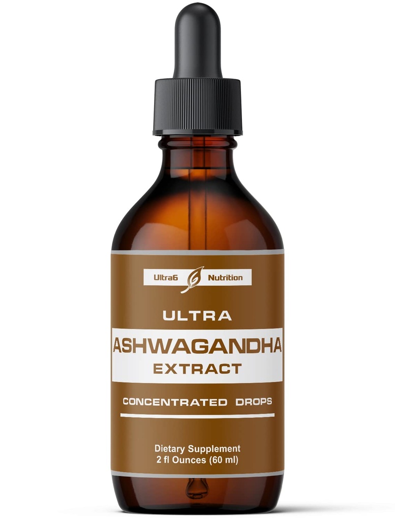 Ultra6 Διατροφή Ashwagandha Υγρές σταγόνες - Βιολογικά συμπληρώματα Ashwagandha με Rhodiola Rosea Βάμμα - εκχύλισμα ρίζας για Mood και την ενέργεια - Συμπλήρωμα για άνδρες και γυναίκες