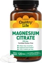 Country Life Magnesium Citrate 250mg - 120 Tablets - Supports Muscle & Nerve Function, Heart Rhythm, Healthy Immune System, Energy Production - Magnesium Complex Supplement