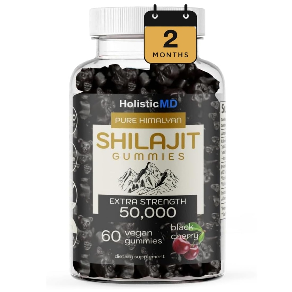 Shilajit Gummies για τους άνδρες γυναίκες καθαρός Ιμαλαΐος Extra Strengght 50.000 Resin για το μεταβολισμό Υποστήριξη Ashwagandha Siberian Chaga 