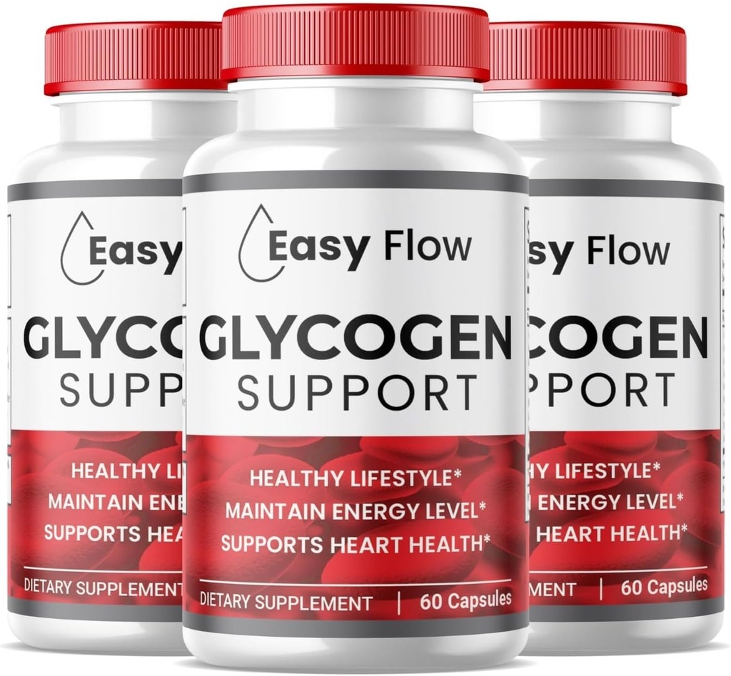 (3 Pack) Easy Flow Glycogen, EasyFlow Glycogen Support Capsules, Glyco Optimizer Formula, Natural Blood Vessel Cleaner, Premium Easy Flow Glycogen Support (180 Capsules)
